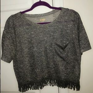 GLITTERY SILVER BOTTOM FRILL CROP TOP FOR SALE